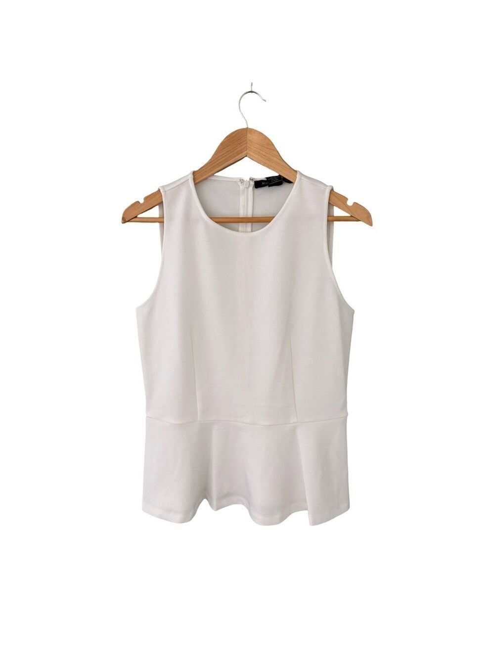 Mason Thomas Women's White Sleeveless Peplum Top NWT Size L